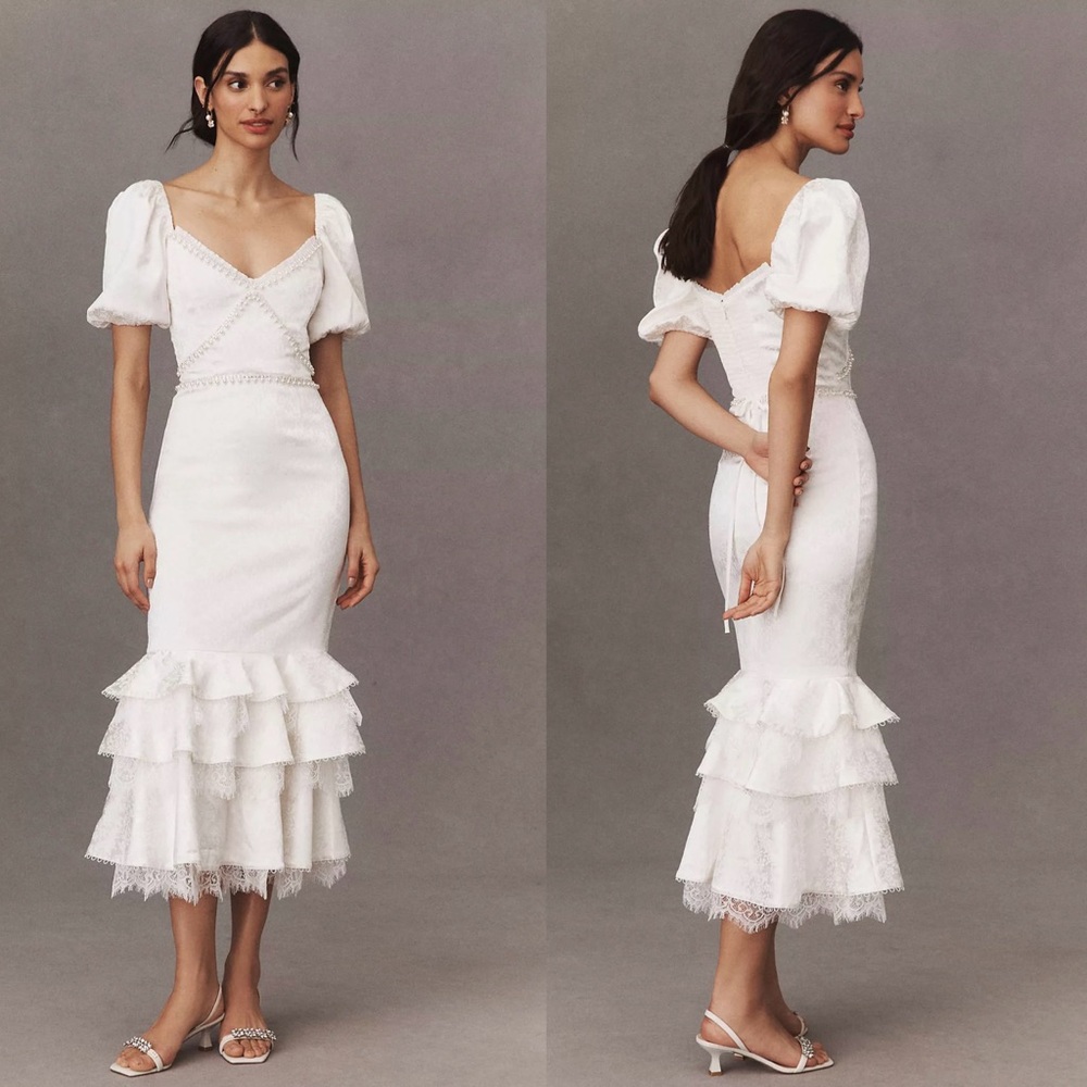 V. Chapman Cynthia Ruffle Midi Dress